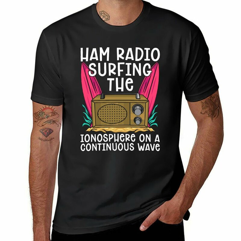 햄 라디오 서핑 Ionosphere 온 아마추어 라디오 티셔츠, 맞춤형 플러스 사이즈 탑, 소년 남성 그래픽 티셔츠, 애니메이션