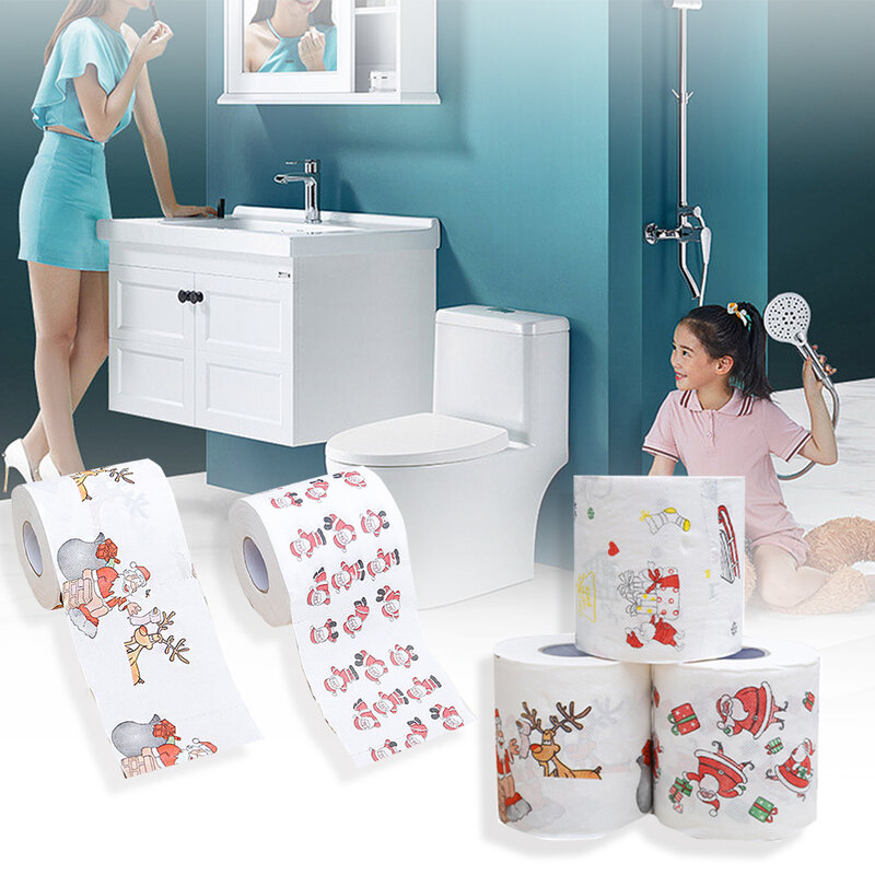 Nuova serie di modelli natalizi rotolo di carta decorazioni natalizie stampe simpatiche decorazioni natalizie in carta igienica per la casa calda