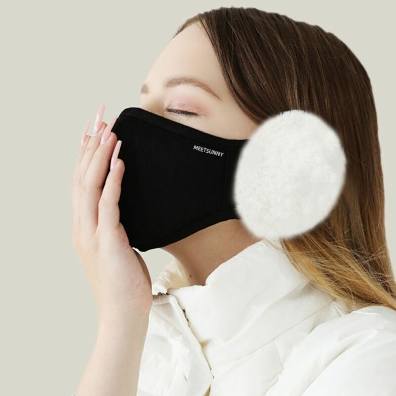 Masker penutup telinga termal, masker wanita musim dingin tahan angin bulu domba sederhana penghangat telinga tahan debu