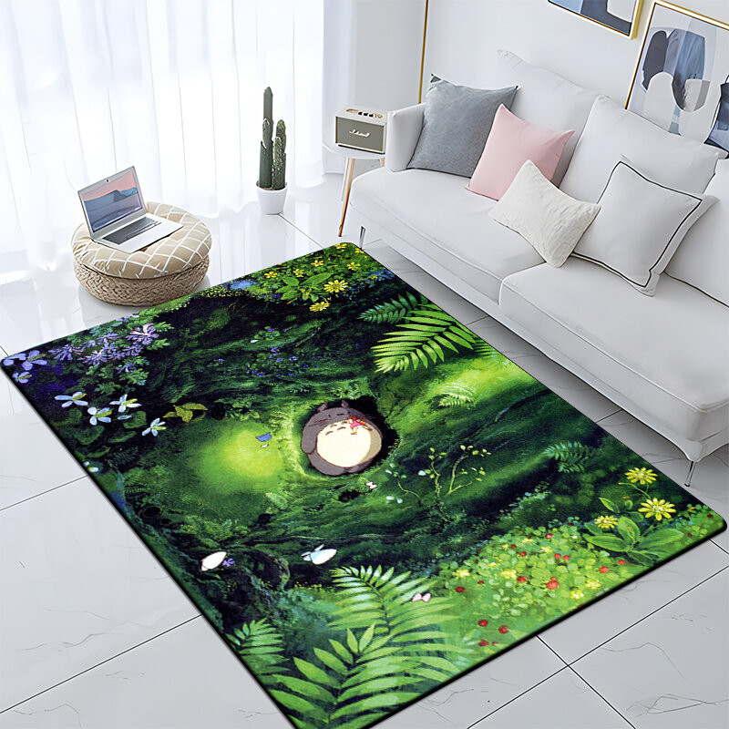 Tappeto con stampa Totoro per soggiorno, tappetino da gioco per la decorazione della stanza dei bambini, tappeto antiscivolo per bagno anime, tappetino per bagno