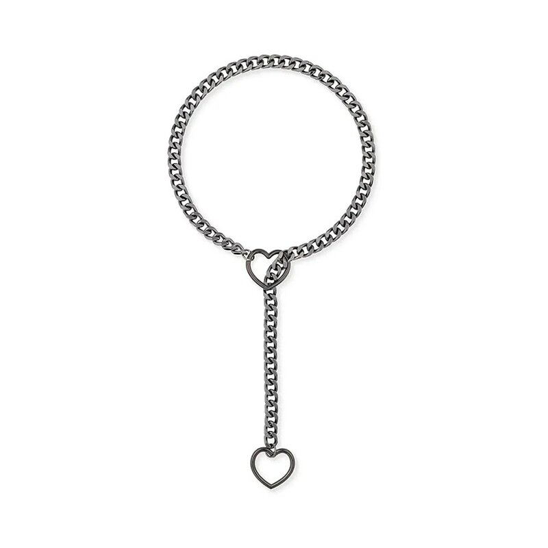 Naszyjnik z łańcuszkiem w kształcie serca dla kobiet, ręcznie robiony punkowy gotycki kubański naszyjnik biżuteria regulowany Lariat Y-Necklace