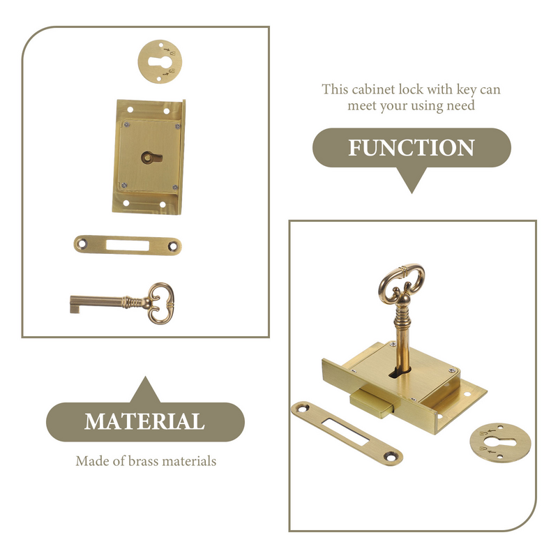 Brass Plated Flush Mount Door Locks Set for Cabinets, Drawers, Mailboxes, and Wardrobes