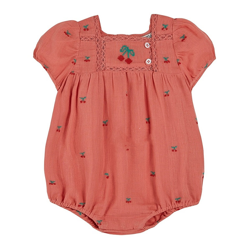 Vestido de algodón para niños y niñas, falda de la serie de cerezas rojas, primavera y verano, 2024