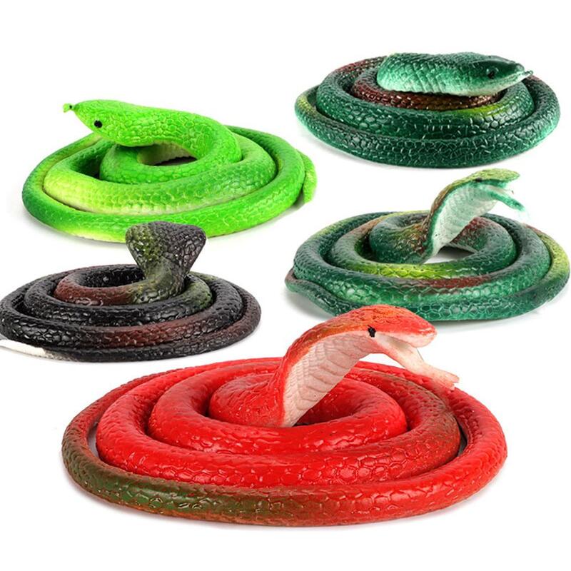1 Pcs 75cm 시뮬레이션 고무 뱀 까다로운 장난감 고무 둥근 머리 뱀 할로윈을위한 참신 장난감 (무작위 색상)