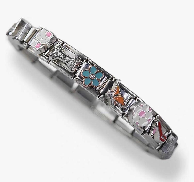 20 pz modulo creativo braccialetto ciondolo cuore fiore italiano collegamenti fascino misura 9mm braccialetto in acciaio inox gioielli fai da te che fanno regalo