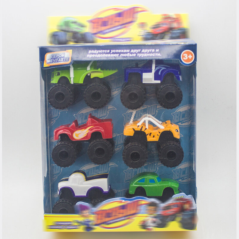 6 개/몫 몬스터 기계 러시아 아이 장난감 블레이즈 기적 자동차 블레이즈 차량 자동차 장난감 원래 상자 최고의 선물
