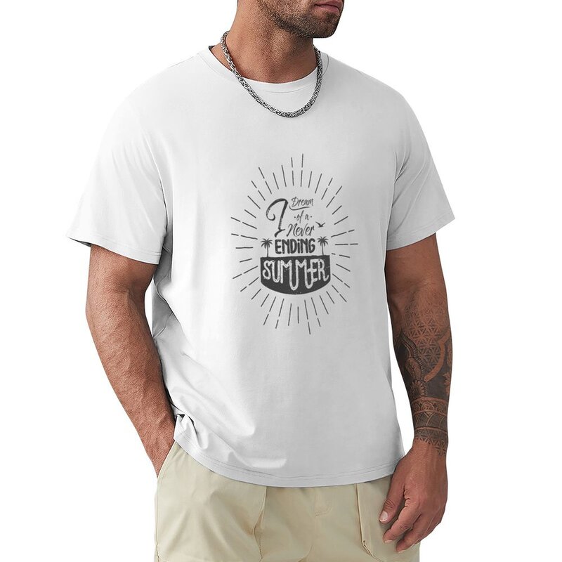 Camisetas gráficas vintage em branco para homens, sonho de um verão sem fim, roupas vintage simples, engraçadas