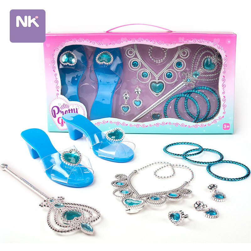 Pretend Play Sieraden Speelgoed Prinses Accessoires Set Voor Peuter Meisjes Schoenen Speelgoed Crown Ketting Ring Make-Up Speelgoed