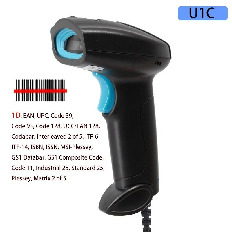 Universal Handheld CCD Wired 1D EAN UPC Barcode Scanner Data Collector Bar Code Reader U1C For Warehouse Logistic Management