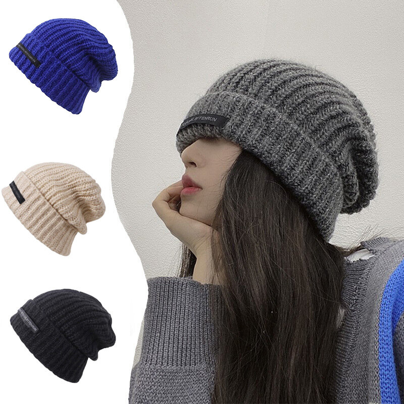 Fashion Women Elastic Warm Cap Simple Winter Knitted Bonnet Solid Colors Versatile Skullcap Autumn Beanies For Lady New Hat