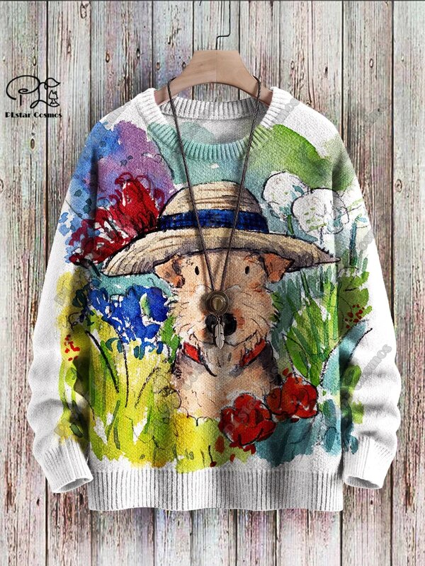 New Animal Series 3D Printed Retro Cute Dog Art Print Authentic Ugly Sweater Winter Casual Unisex Sweater G-1