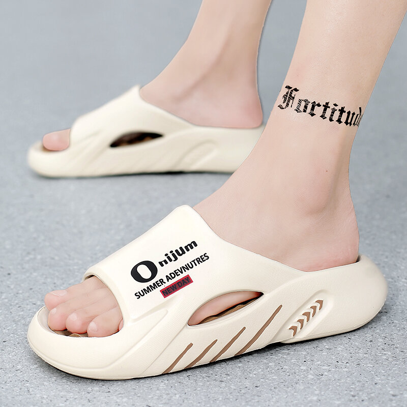 2024 New Men Massage Slippers Slides Indoor Outdoor Sandals Beach Casual Shoes Comfortable Sole Men's Slippers Big Size 38-47