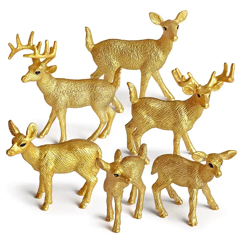 Figurines de cerf de forêt, jouets de décoration de gâteau, modèle d'animaux, orignal, renne, alpaga, Sika