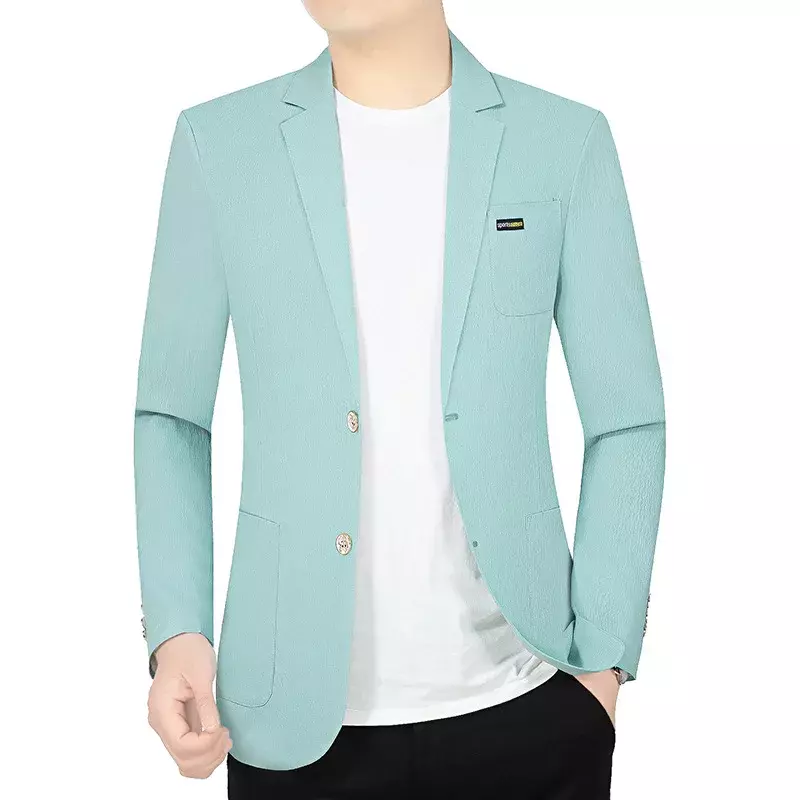 Jaket blazer cepat kering pria, blazer jaket bisnis kasual kualitas tinggi untuk lelaki 4XL musim panas