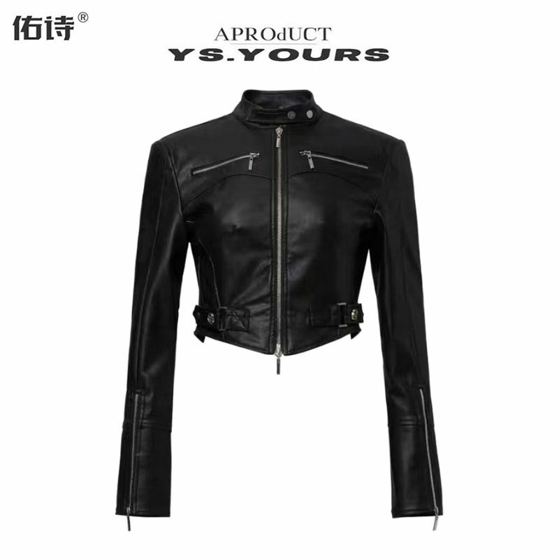 American Spicy Girl Sweet Cool PU Leather Coat Women's Spring and Autumn New Design Sense Slim Fit Versatile Short Jacket Top