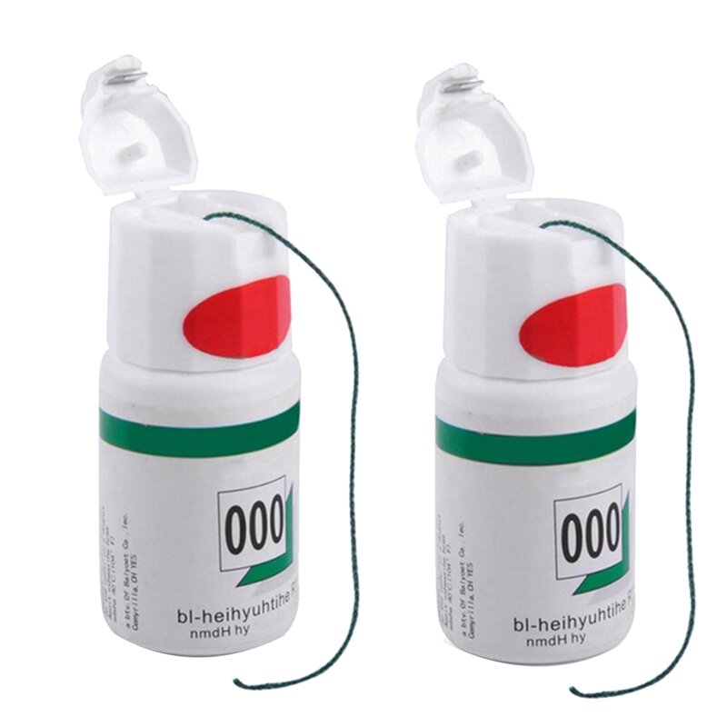 2 botol 000 benang sekali pakai kabel retraksi gingiva rajutan garis kapas gusi bahan dokter gigi (1 botol 1.83M)