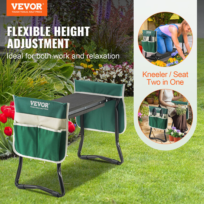 VEVOR-Garden Kneeler e Seat, 330 lbs Capacidade de Carga, 8 ou 10 "EVA Wide Pad, Dobrável Jardim Stool, Banco ajoelhado para jardinagem