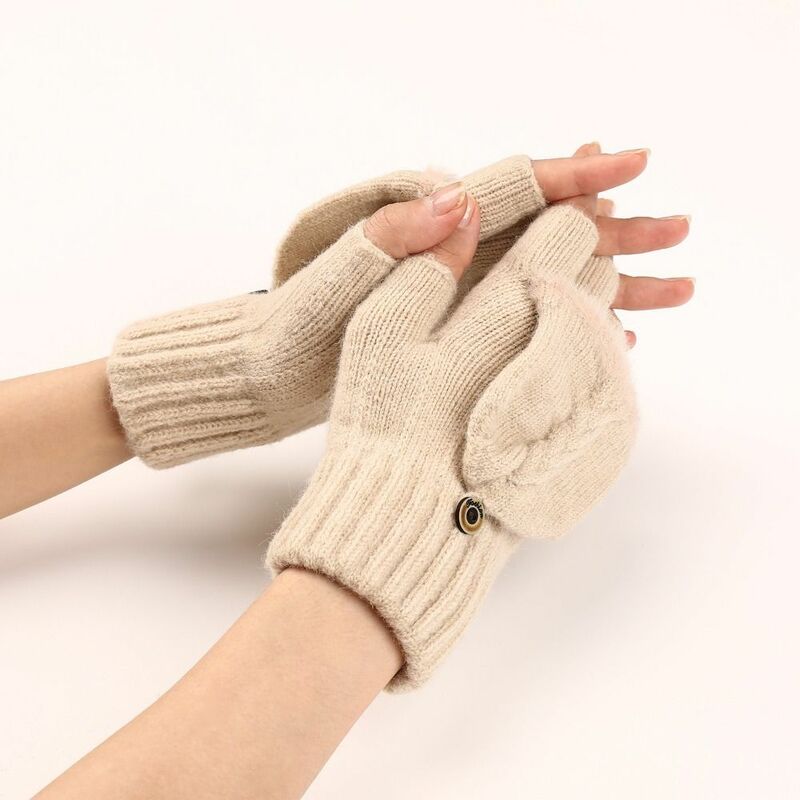 Guanti con patta a mezze dita moda scaldamani lavorati a maglia guanti da lavoro guanti da esterno in acrilico traspirante ragazza ragazzi