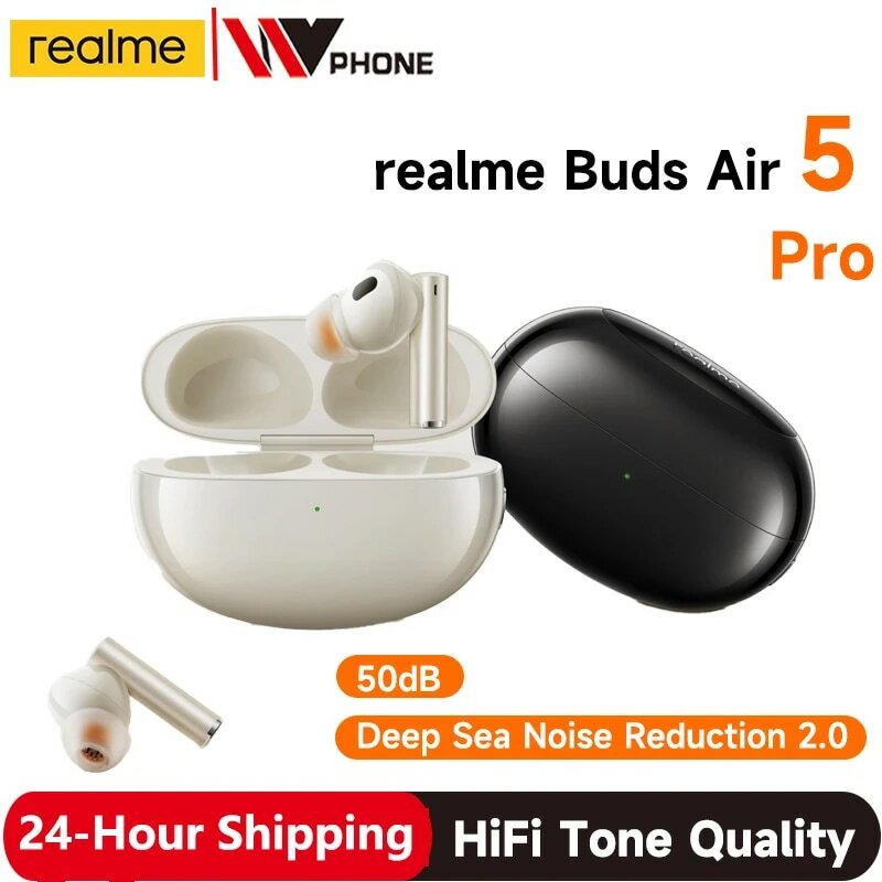 Auriculares inalámbricos realme, audífonos con Bluetooth 5,3, cancelación activa de ruido, LDAC, versión Global, Air 5 Pro, 50dB