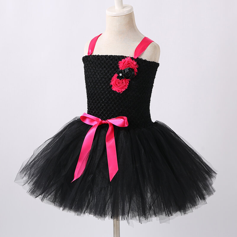Kostium czarny kot dla dziewczynek maluch urodziny fantazyjna sukienka Tutu opaska do włosów krawat ogon dzieci kostiumy na Halloween odzież dla dzieci