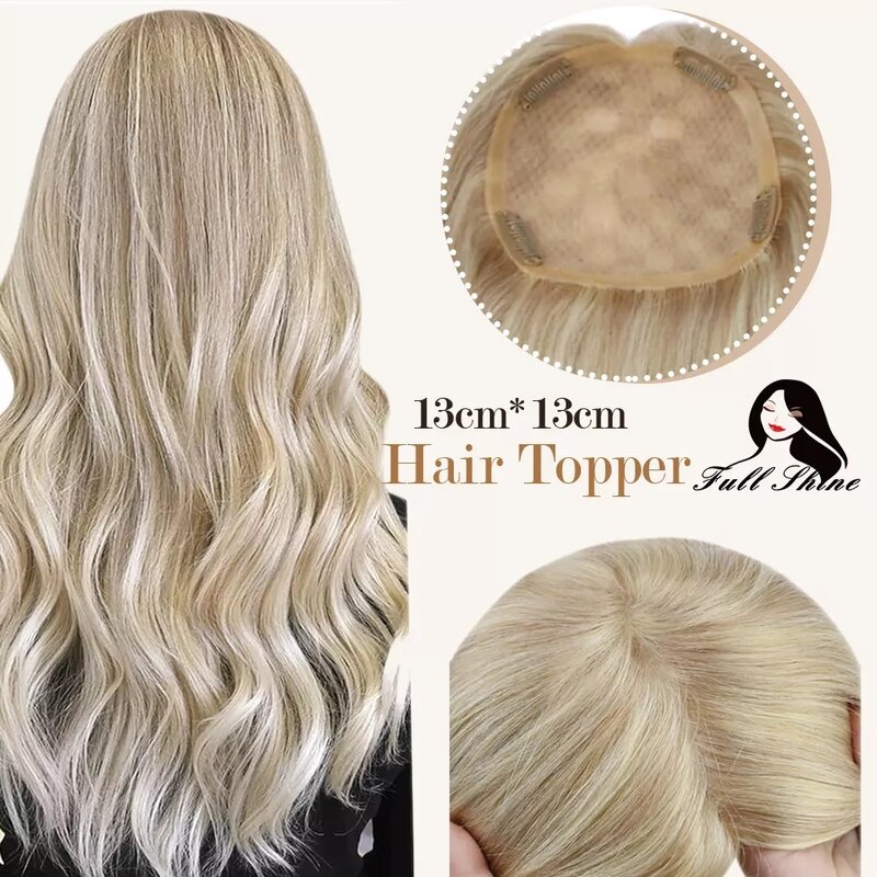 Full Shine Hair Topper Ombre 13*13cm Machine Naturally Comfortable Piece With Clips 100% Breathable Mono Base For Woman