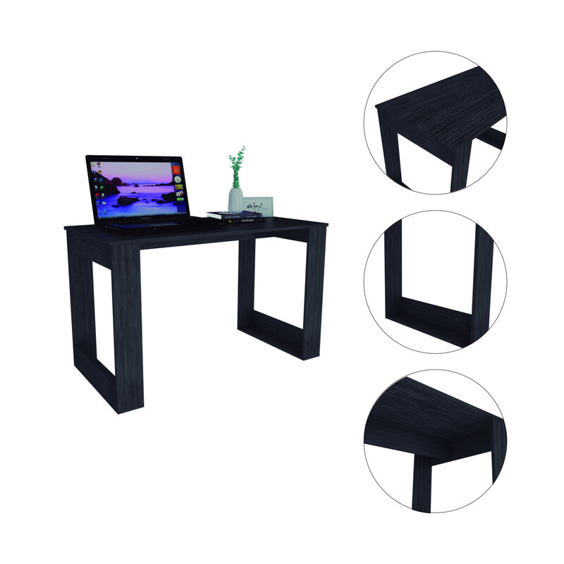Elegant Lacey Carbon Espresso Rectangle Computer Desk with Storage Shelves and Cable Management for Home Office or Study Room de