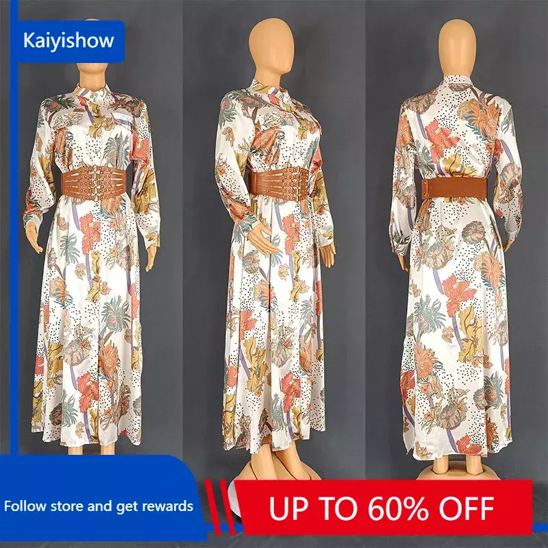 African Party Evening Dresses for Women Elegant Autumn African Long Sleeve Print Plus Size Maxi Dress Dashiki African Clothing