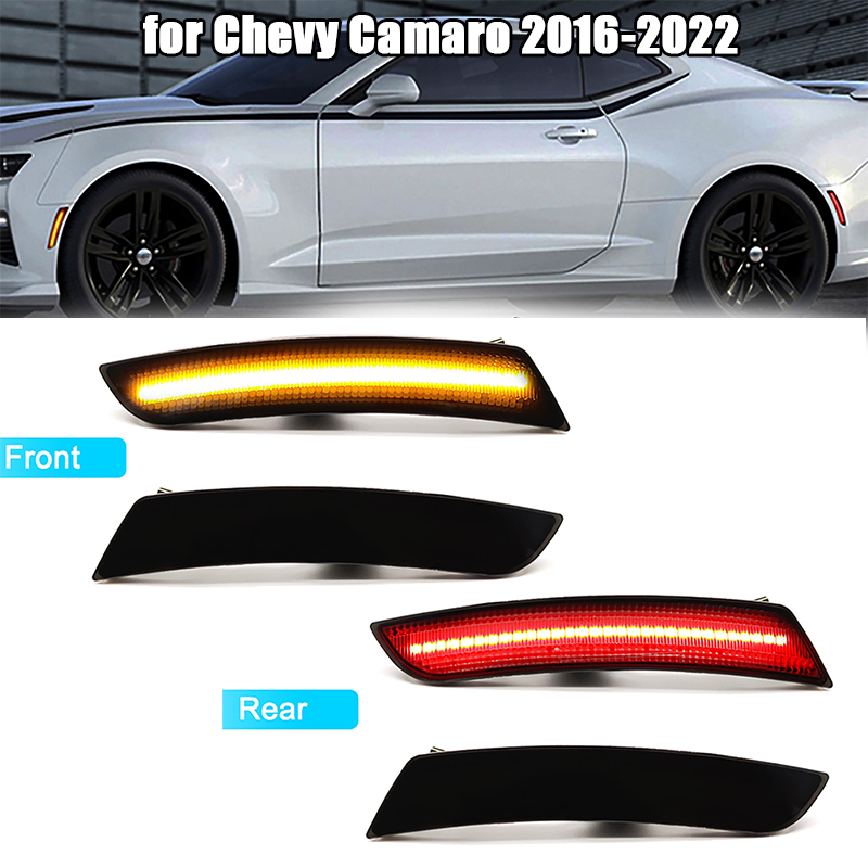 Luz indicadora de guardabarros de rueda para Chevy Camaro, marcador lateral rojo delantero y ámbar, 2016-2022