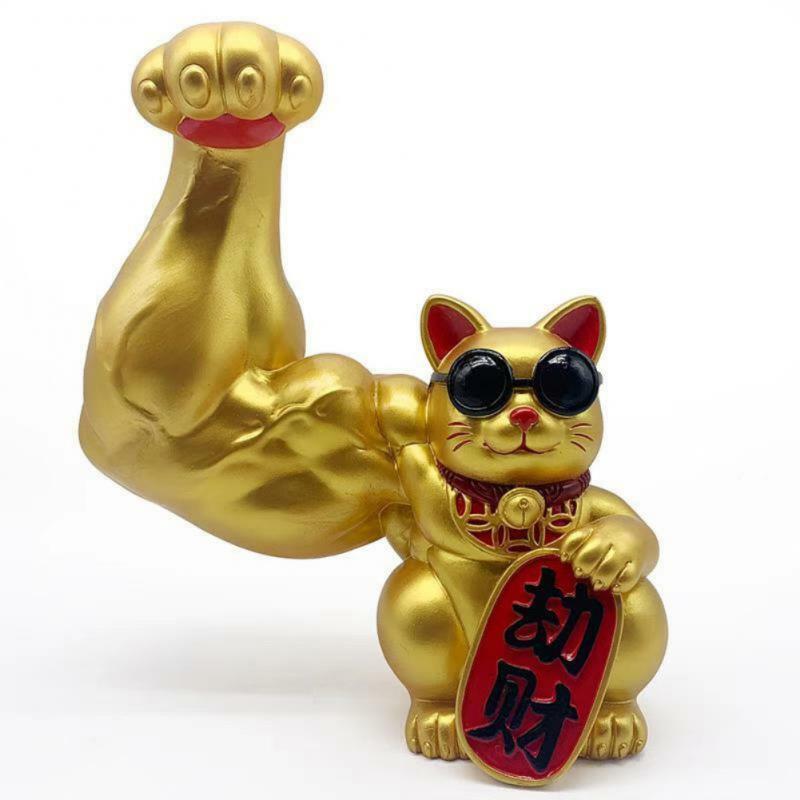 Big Arm Lucky Cat Muscle Figurine Office Home Living Room Decoration To Fortune Wealth Lucky Creative Accessory Gifts