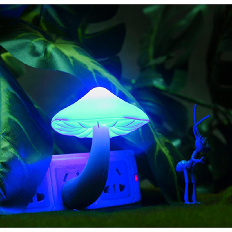 LED 야간 조명 버섯 벽 소켓 램프, Eu Us 플러그, 따뜻한 흰색 조명 제어 센서, 침실 조명, 홈 장식, 고품질
