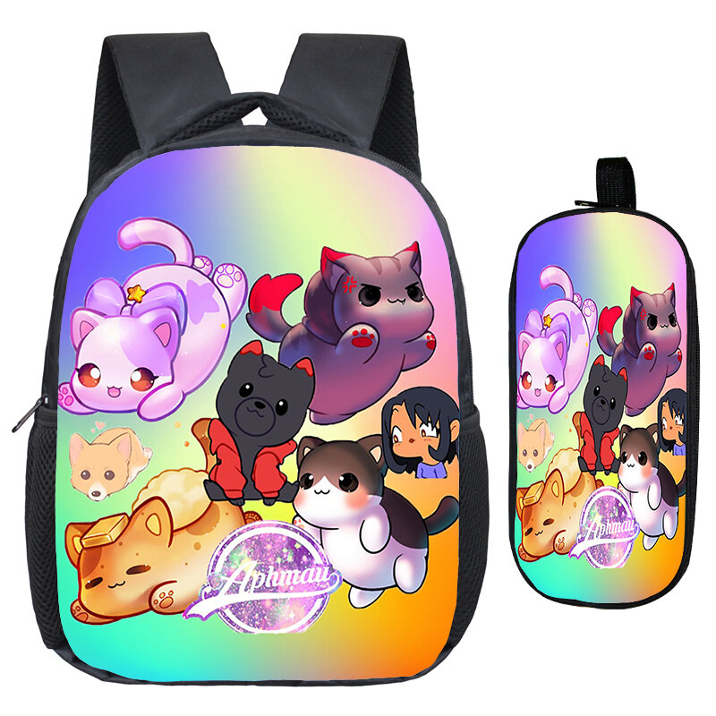 Anime Aphmau Cartoon Bookbag pour enfants, sac à dos souple pour tout-petits, sac à crayons, sacs d'école maternelle, filles et garçons, ensemble de 2 pièces