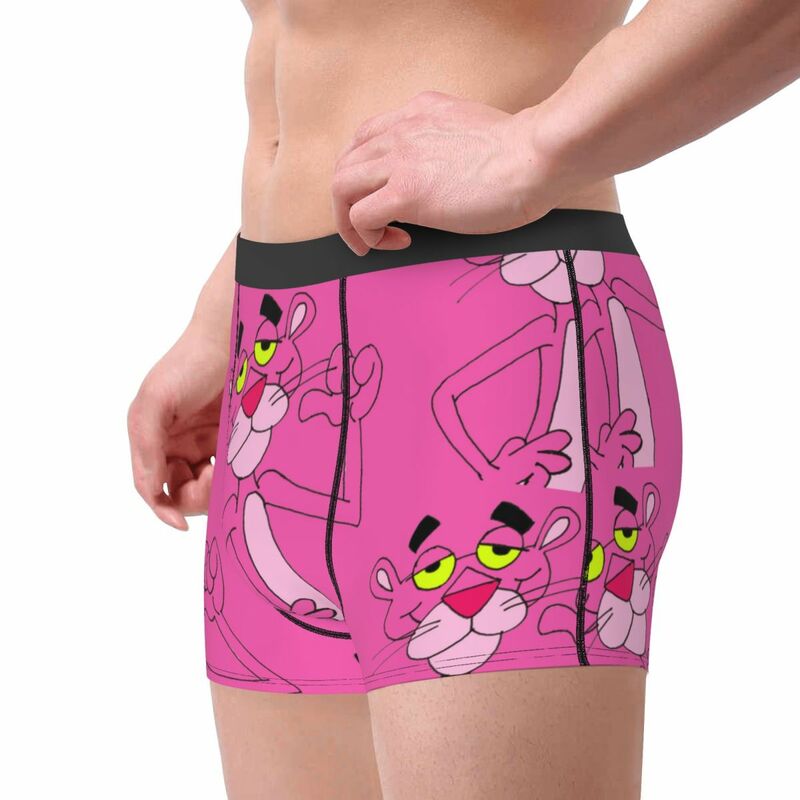 Disney-boxer leopardo rosa para homens, roupa interior dos desenhos animados, shorts respiráveis, cuecas, moda