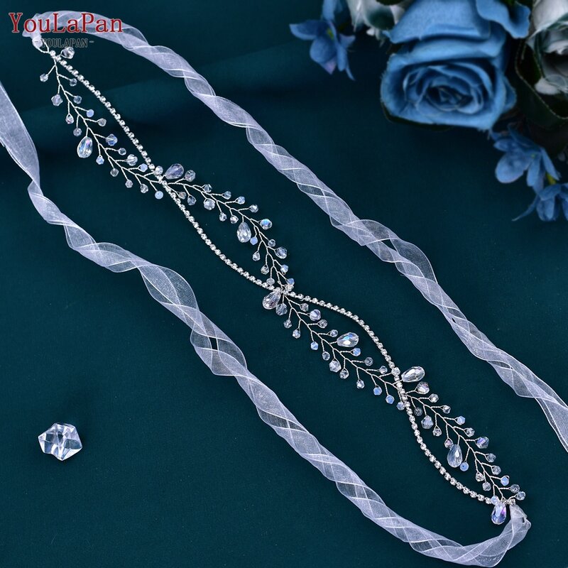 YouLaPan-Cinturón de cristal para vestido de novia, faja con cinta de Organza, para dama de honor, SH93