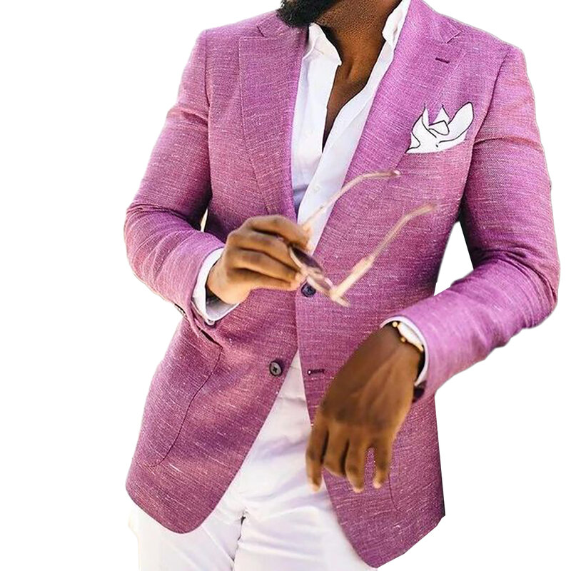 Пиджак мужской облегающий с отложным воротником, Свадебный Блейзер фиолетового цвета, смокинговая куртка, индивидуальный пошив