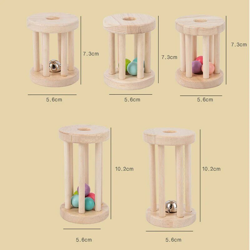 Baby Music Toy Wood Rolling Cage Bell Coloful Rattles & Mobiles Early Developmental Sound Infant & Toddler Musical Toys Boy Girl