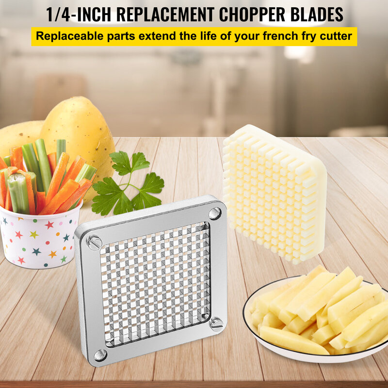 VEVOR Replacement Chopper Blade, 3 PCS French Fry Blade Assembly with 6 Extra Knives, Stainless Steel Dicer Parts and Push Block