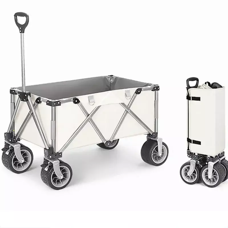 European-style Outdoor Camping Trolley Folding Small Trailer Camp Trolley Shopping Cart Light and Simple Trolley