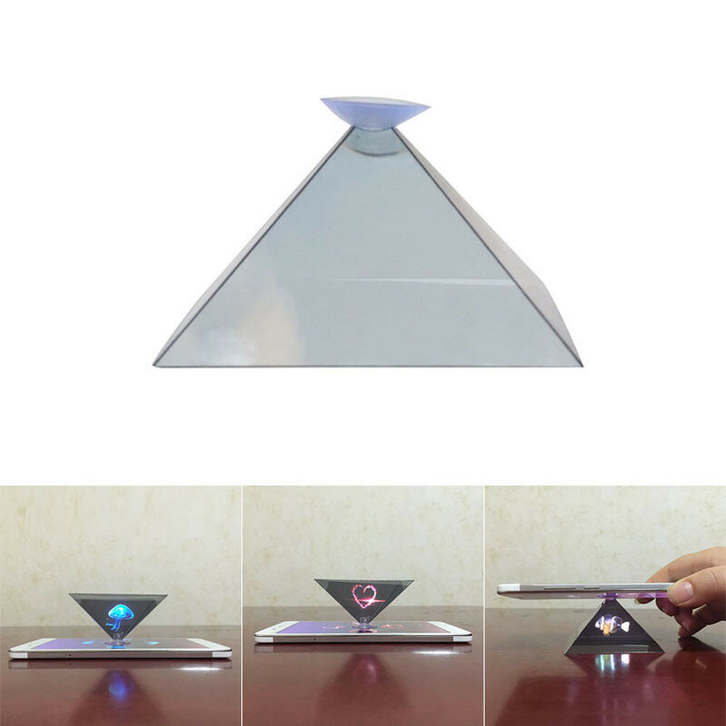 3D Holograma Pyramid Display Projector, Video Stand, Universal, Durável, Projetores portáteis para Smart Mobile Phone