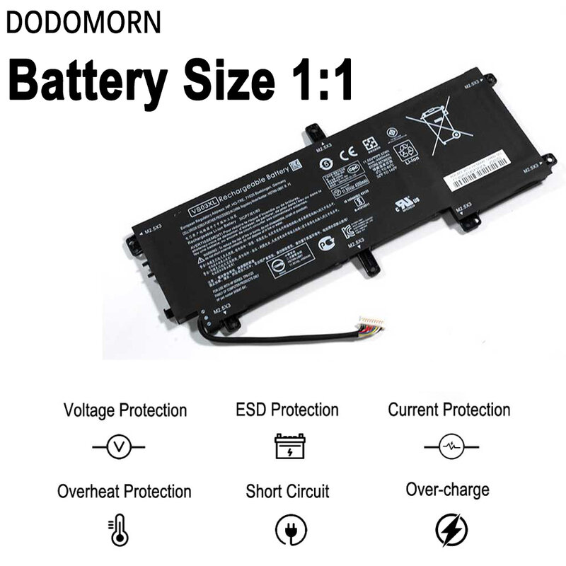 DODOMORN-Bateria para HP Envy, Nova Bateria para HP, Envy 15-AS, 15-AS014WM, 849047-541, HSTNN-UB6Y, 849047-541, 849313-850, 11.55V, 52Wh