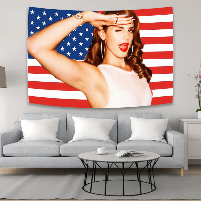 Гобелен или флаг Лана Дель Рей, 90x150 см, полиэстер, печатный уличный декор для украшения стен, американский поп-певец