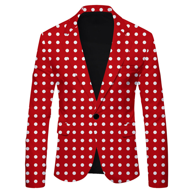 Men Casual Striped Polka Dot Leopard Print Suit Blazer Slim Jacket Coat Button Tops Ones Button Party Social Blazers Hommes