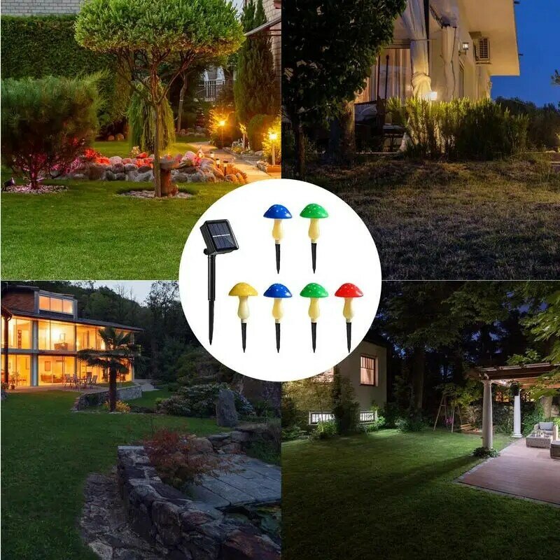 LED 야외 태양열 버섯 조명, 방수 풍경, 크리스마스 말뚝 조명, 마당 잔디 정원 파티오 장식 램프