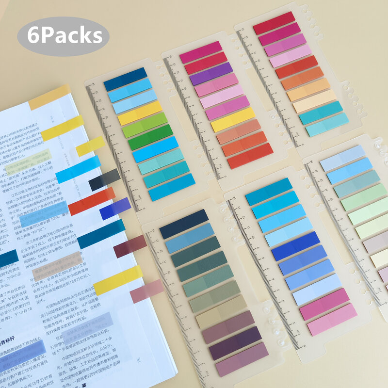 6Packs/Set Transparante Plaknotities Zelfklevende Bookmarkers Annotatie Leesboek Clear Tab Kawaii Schattig Briefpapier