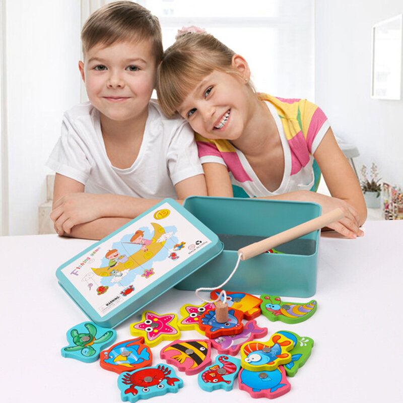 Магнитные игрушки для рыболовного бассейна, легко играть, игрушка Монтессори с железной коробкой, детские игрушки