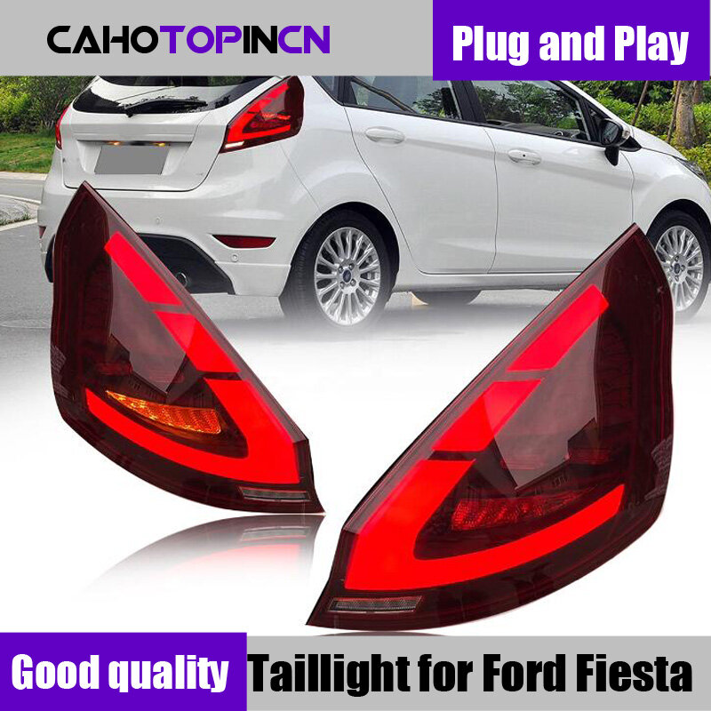 Fiesta lampu belakang LED untuk Ford 2009-2015, Aksesori otomatis rem sinyal belok mundur rakitan lampu ekor belakang