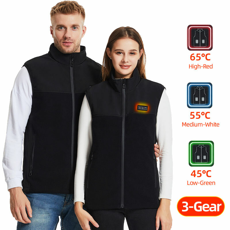Chaleco calefactado de lana para hombres y mujeres, chaqueta calefactora eléctrica recargable por Usb, ropa de calefacción para caza al aire libre