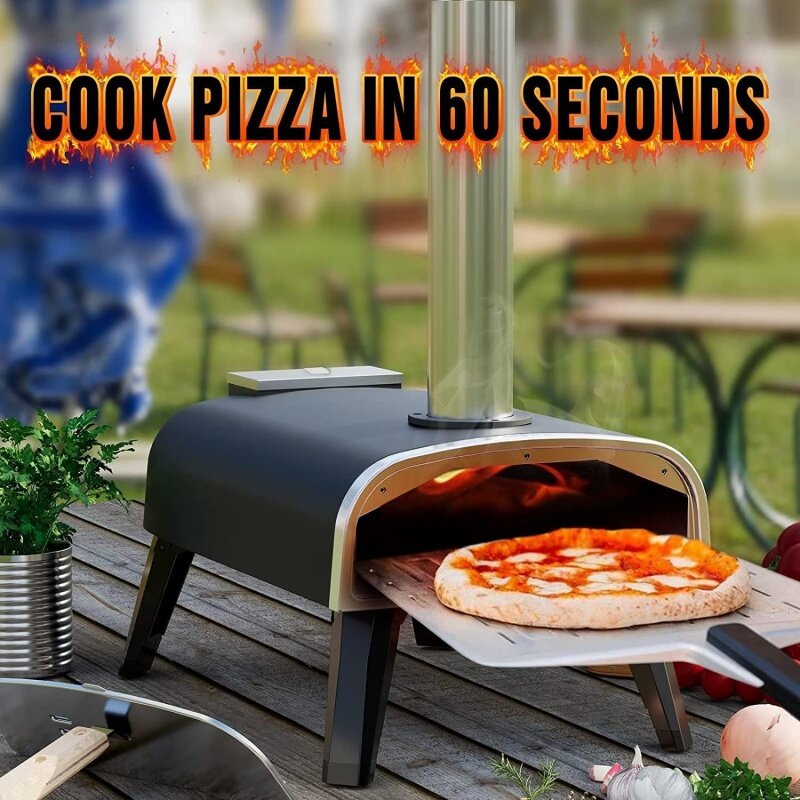 Forno portátil ao ar livre da pizza do aço inoxidável, fogão a lenha da pelota, fogão exterior para o quintal P, 12"