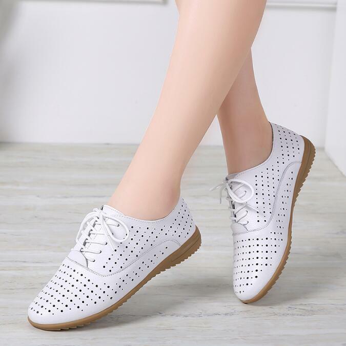 Genuine Leather 2024 Summer Loafers Women Casual Shoes Moccasins Soft Pointed Toe Ladies Footwear Women Flats Shoes White