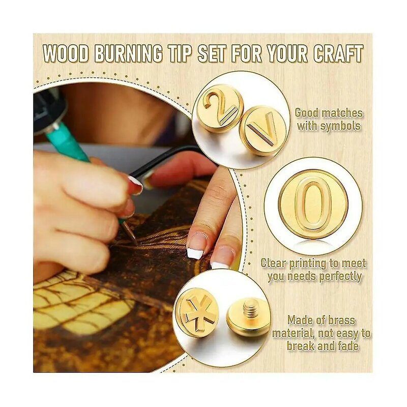 Wood Burning Tool Pen with Burning Tips Kit 26English Letters Carving Pyrography Pen Tips Stencil Soldering Iron for Woodworking