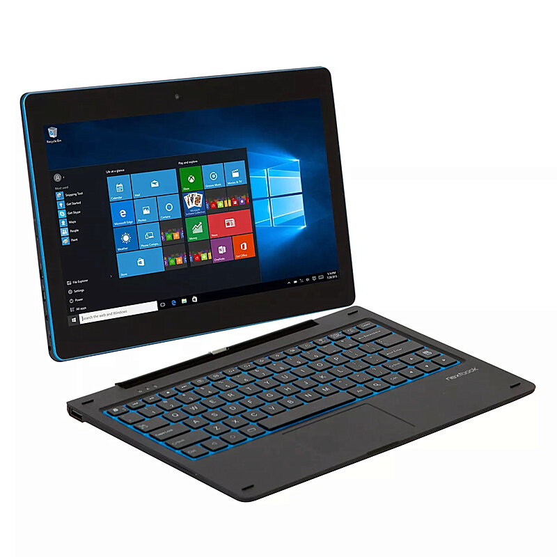 2IN1 11.6 ''พร้อมเชื่อมต่อแป้นพิมพ์ G12 Nextbook Windows 10 Quad Core 1GB แรม64GB แท็บเล็ต PC Intel Atom 3735G CPU 1366*768 IPS